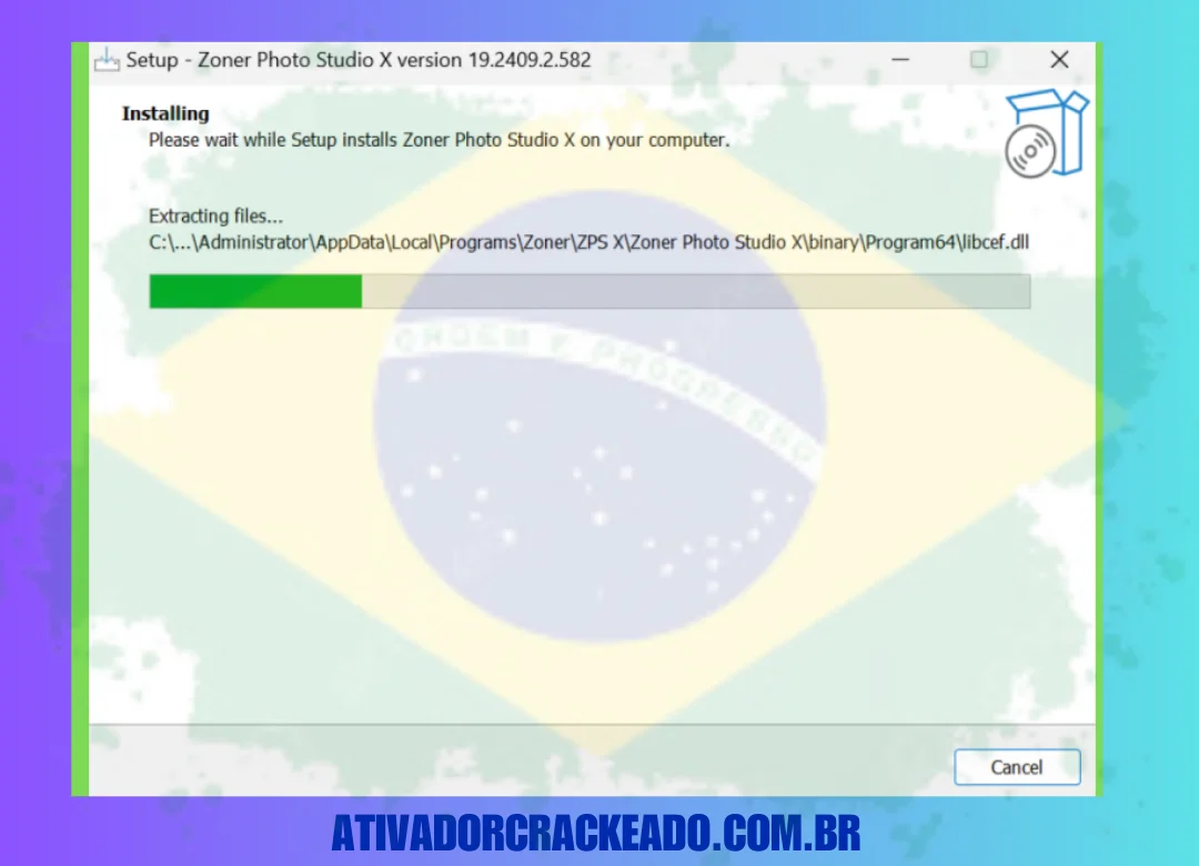 Execute a instalação como administrador, extraia o arquivo baixado e conclua a instalação no diretório padrão.