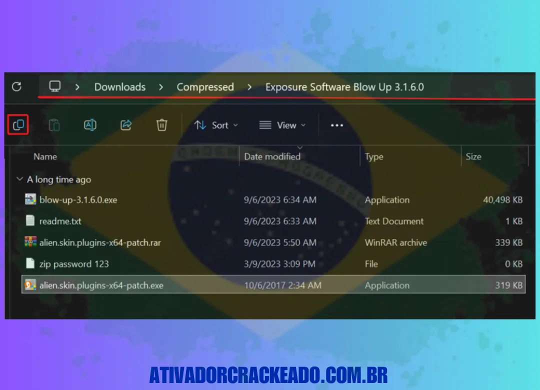 Adicione o patch a C:\Program Files\Exposure Software\Blow Up 3\ após extraí-lo. Execute a instalação como administrador após renomear o arquivo "Blow Up 3 x64.exe" para "Alien Skin Blow Up 3 x64.exe."