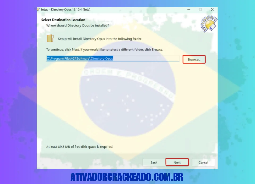 Inicie a instalação como administrador após extrair o arquivo baixado.