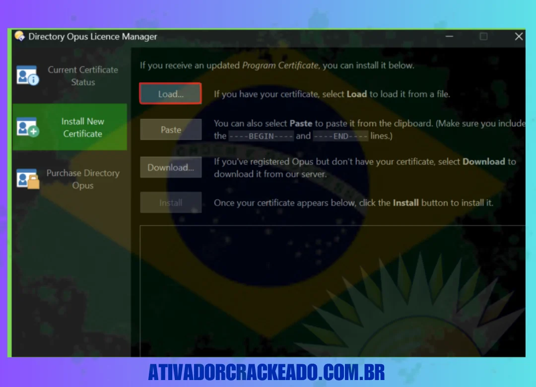 O Diretório OpusCert. Em seguida, clique em Instalar e pronto. Agora você pode utilizar todas as funções do aplicativo.