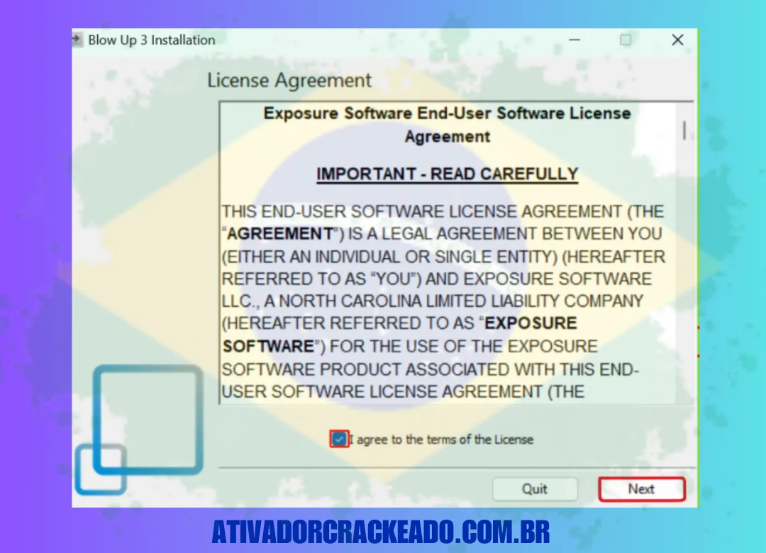 Execute a instalação como administrador, desconecte a internet e extraia o arquivo baixado.