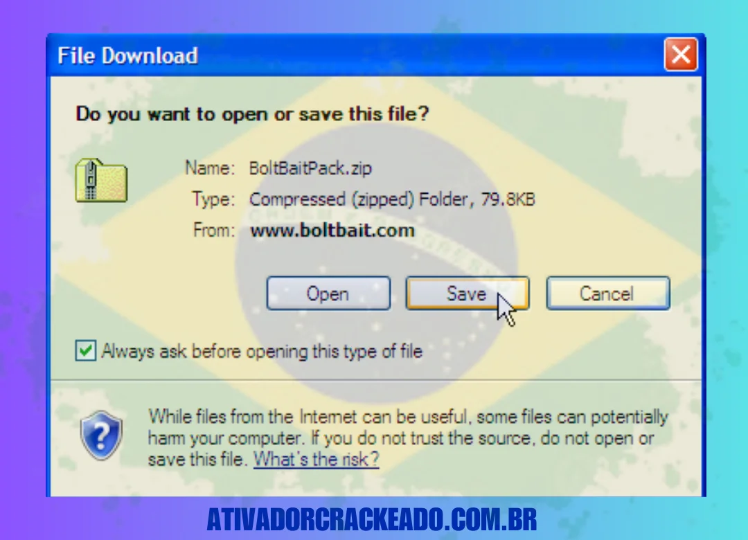 A seguinte notificação aparecerá quando o download começar: