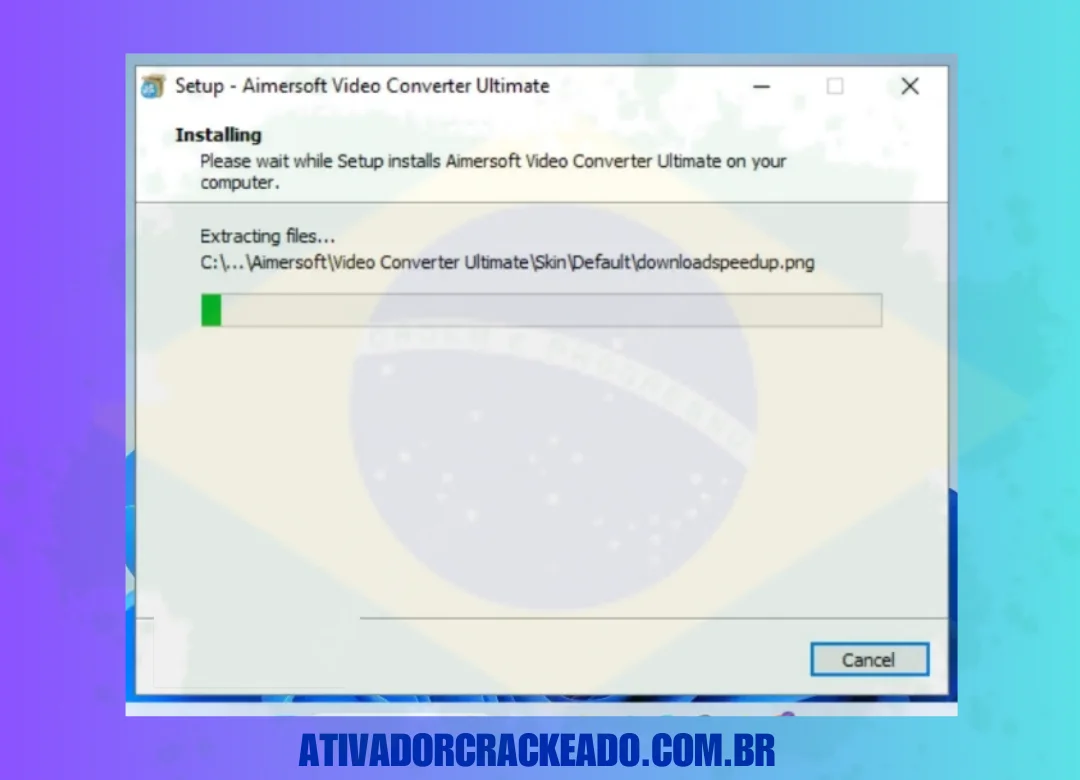 Agora que você está instalando o Aimersoft Video Converter Ultimate, aguarde um momento.