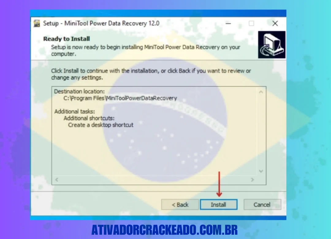 Agora, você está pronto para instalar o programa, então clique em ' Instalar '.