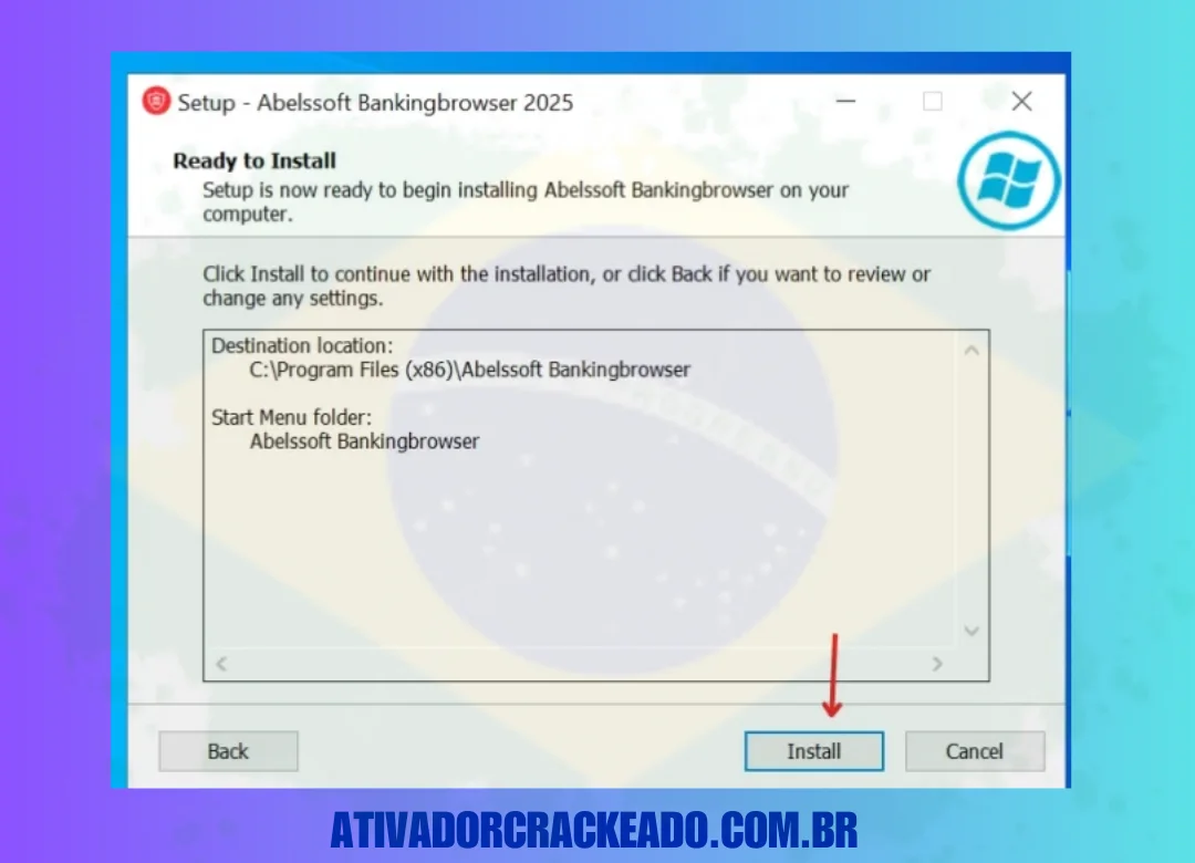 Agora, você está pronto para instalar o programa, então clique em Instalar.