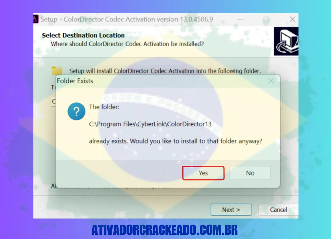 Certifique-se de instalar isso no local padrão se você fez isso anteriormente.