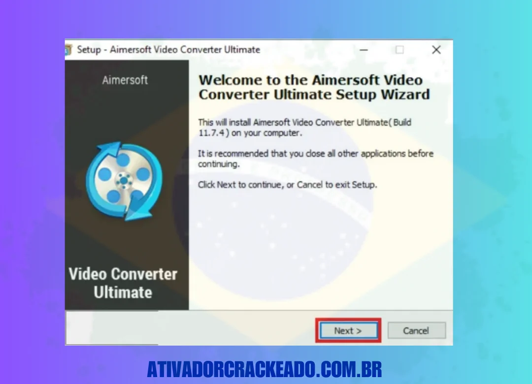 Depois disso, o Assistente de configuração do Aimersoft Video Converter Ultimate será iniciado. Clique em Avançar.