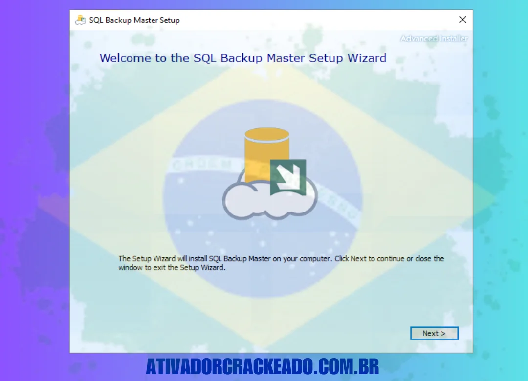 Depois disso, o Assistente de configuração do SQL Backup Master será iniciado, então clique em Avançar.