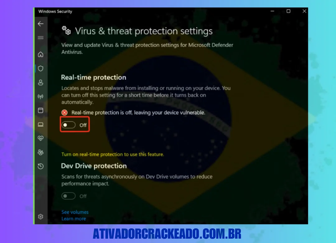 Desabilite todos os programas antivírus instalados, incluindo proteção em tempo real.