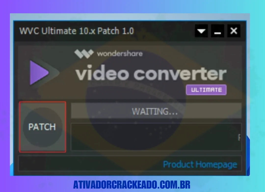 Em seguida, o Aimersoft Video Converter Patch será iniciado, então clique em ' Patch '.