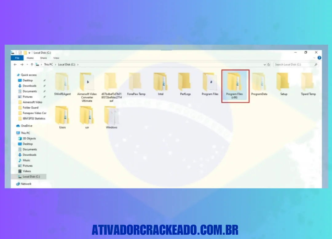 Em seguida, vá para o Disco Local C e abra Arquivos de Programas (x86).