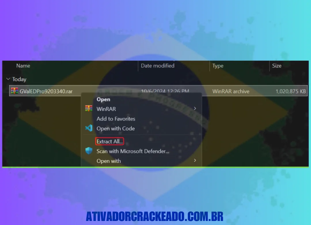 Execute a instalação como administrador após extrair o pacote.