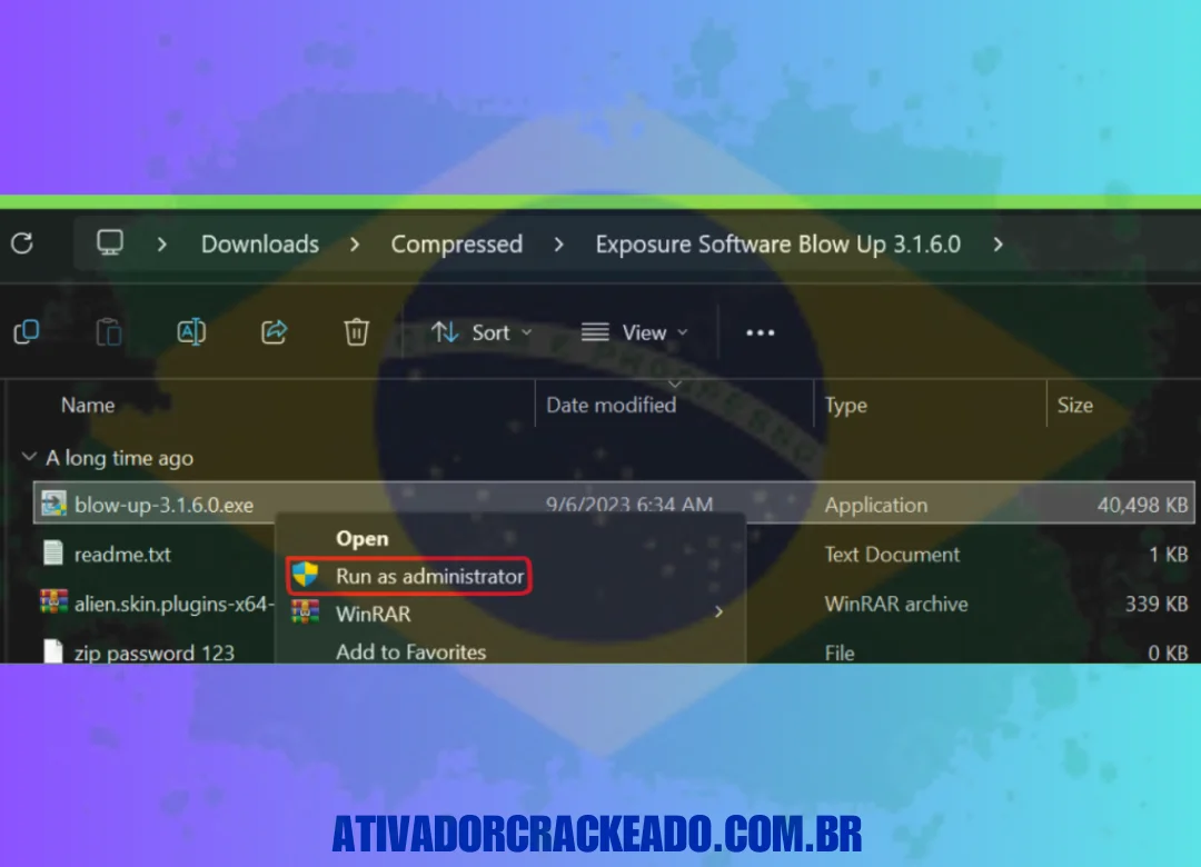 Execute a instalação como administrador, desconecte a internet e extraia o arquivo baixado. (1)