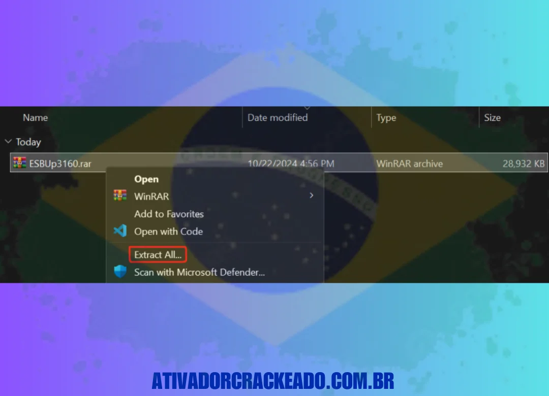 Execute a instalação como administrador, desconecte a internet e extraia o arquivo baixado.