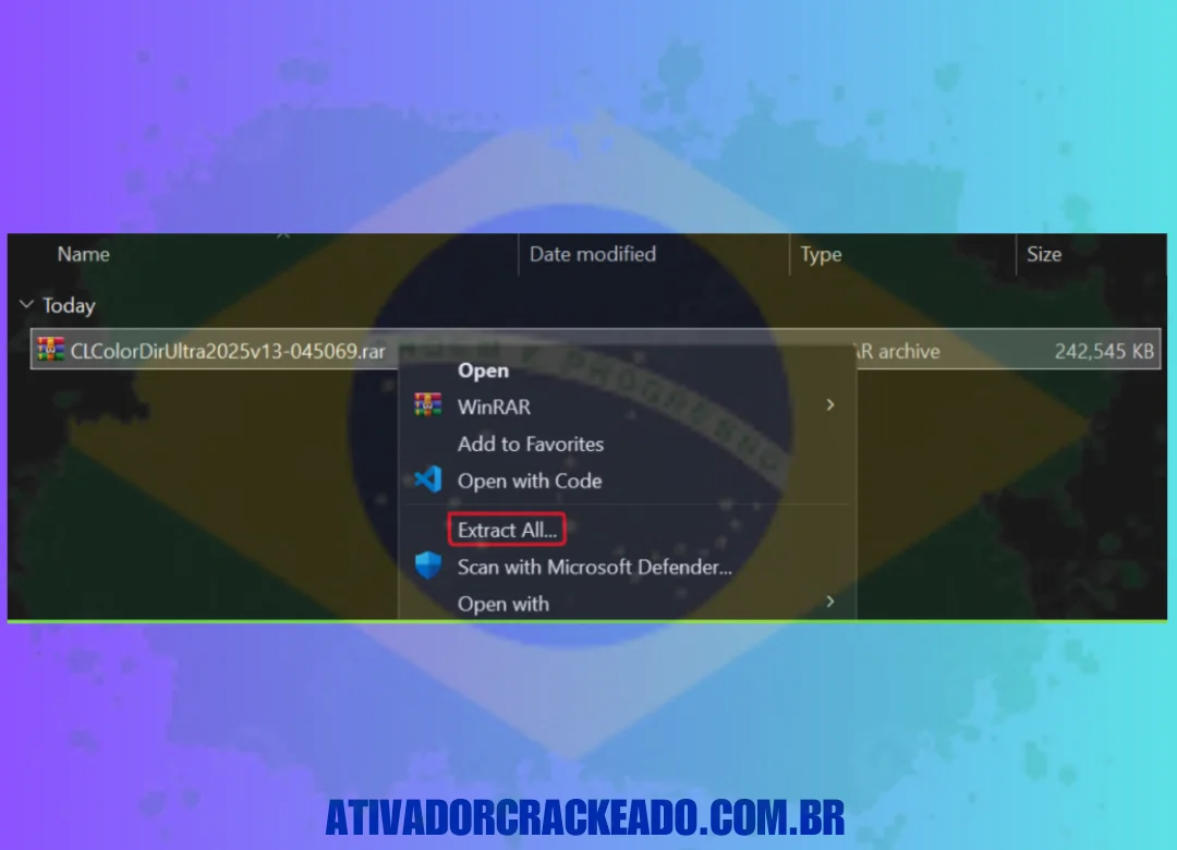 Extraia o arquivo baixado e execute o arquivo de instalação como administrador.