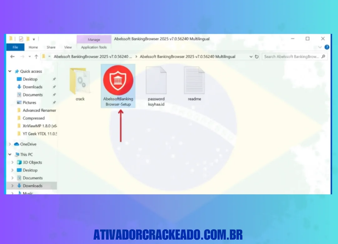 Extraia o arquivo do programa com a ajuda do WinRAR do ativadorcrackeado.com.br e então execute o arquivo exe de configuração do Abelssoft Banking Browser