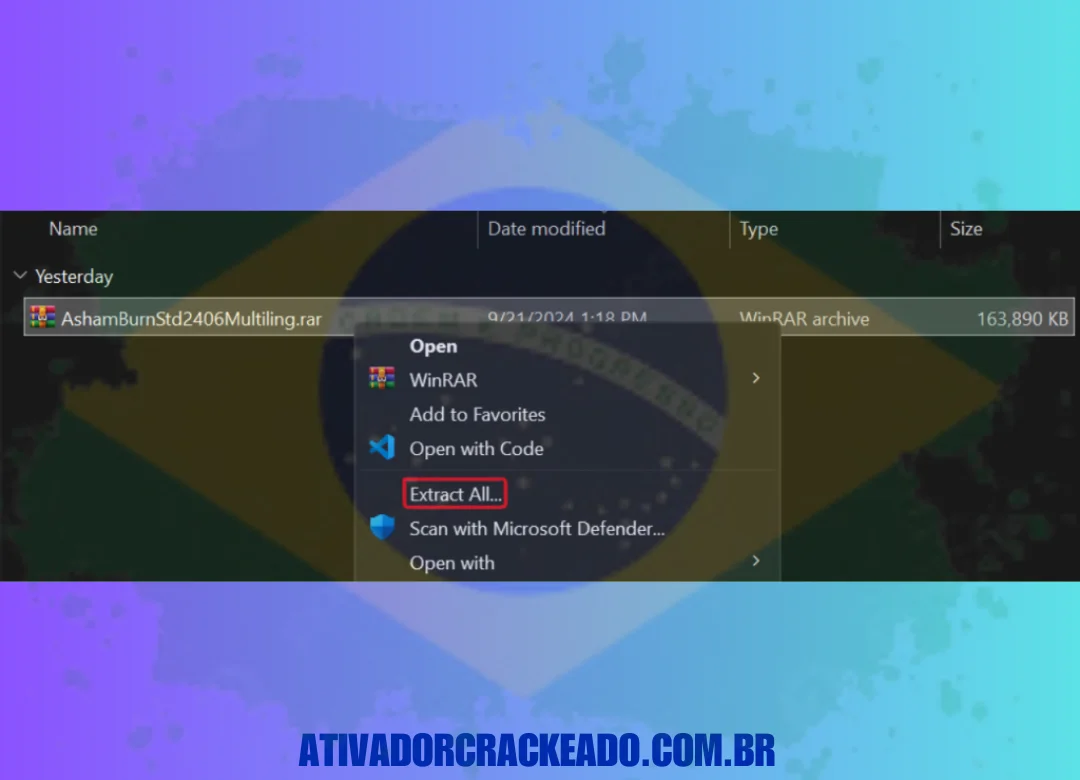 Inicie a configuração como administrador após extrair o arquivo baixado.