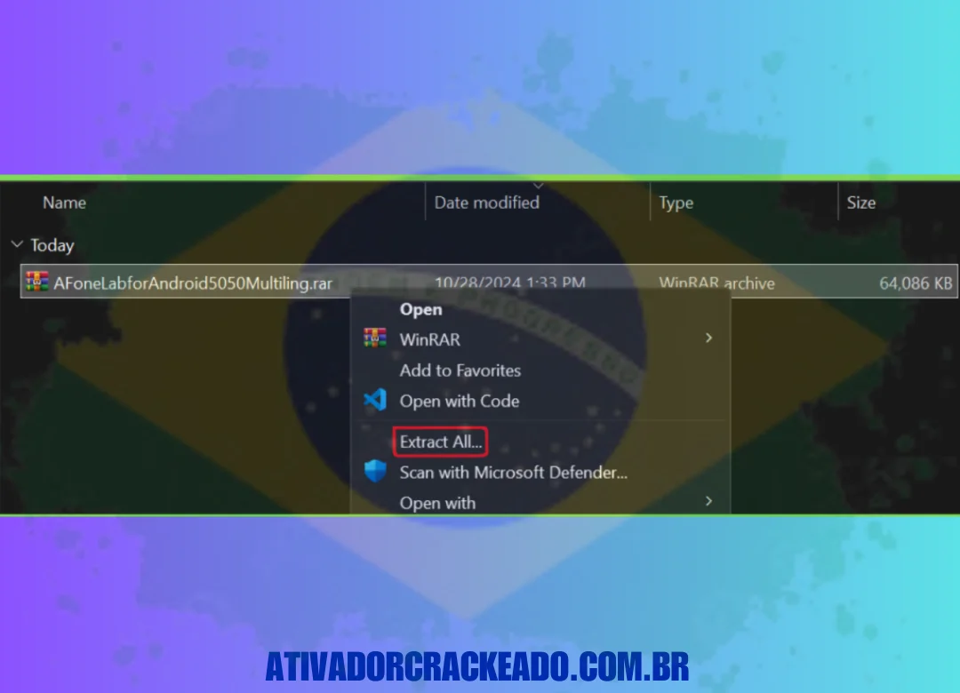 Inicie a instalação como administrador após extrair o arquivo baixado.