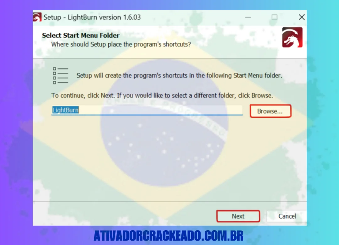 Inicie a instalação como administrador após extrair o arquivo baixado.