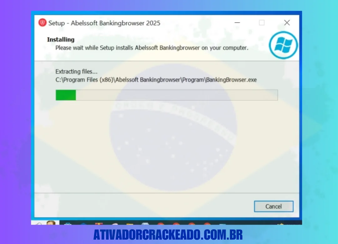 Instalando o Banking Browser, aguarde um momento até que o processo seja concluído.