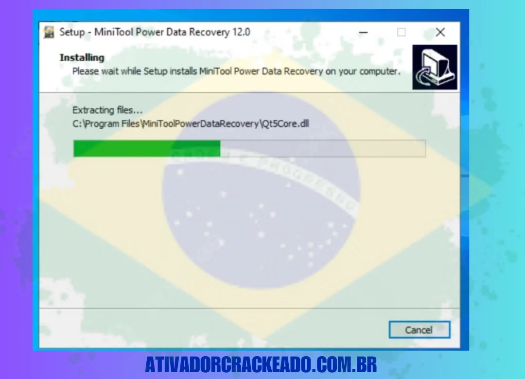 Instalando o Minitool Power Data Recovery, então aguarde um pouco.