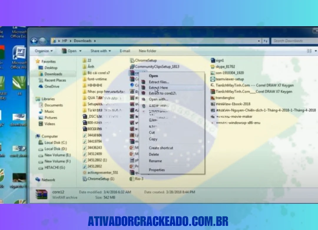 Localize o arquivo coreldraw 12 que você acabou de baixar na área de download