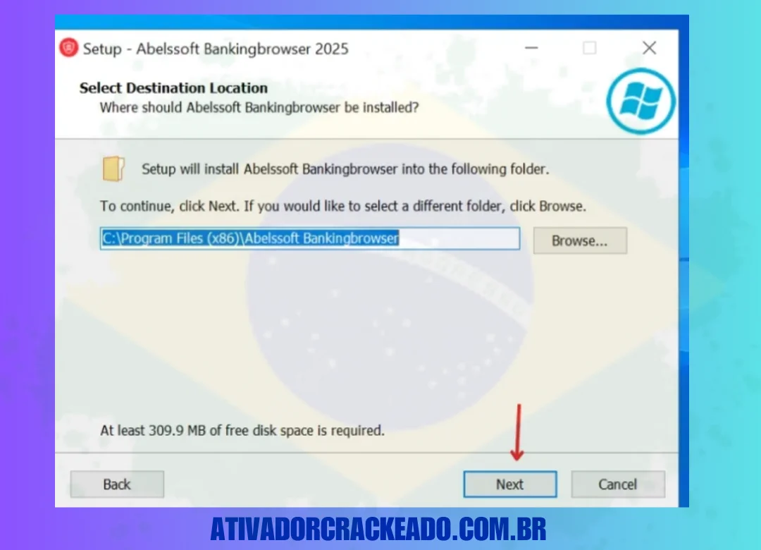 Na próxima etapa, selecione o local onde você quer instalar o programa. Após selecioná-lo, clique em 'Next'.