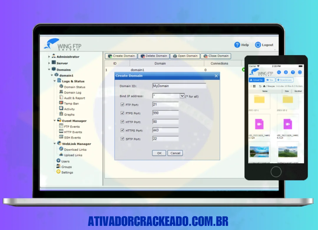 O Wing FTP Server Corporate Crackeado não é apenas compatível com muitos