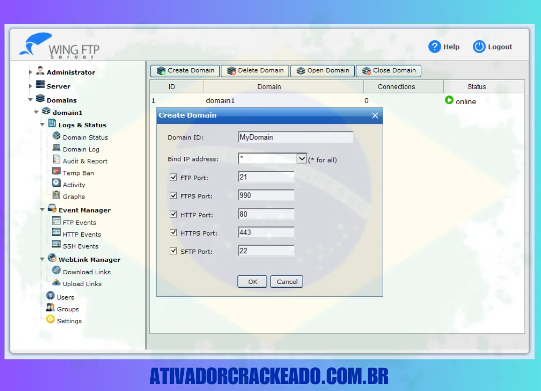 Principais recursos do Wing FTP Server Corporate Crackeado