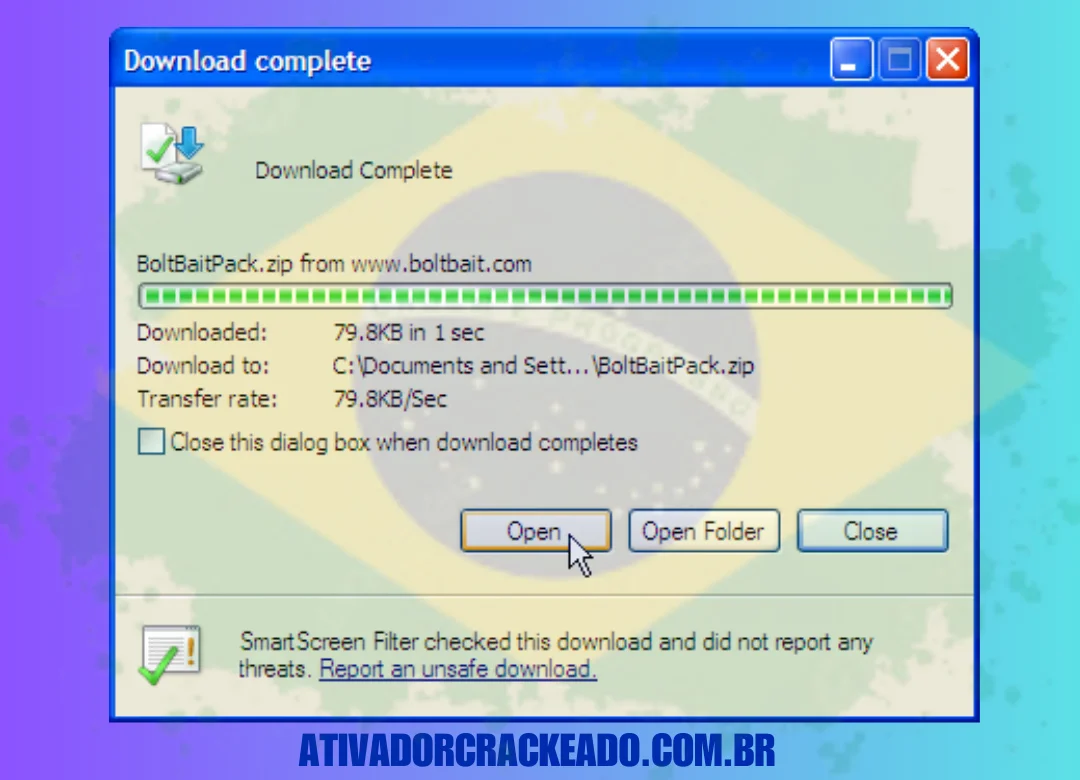 Quando o download estiver concluído, clique no botão Abrir