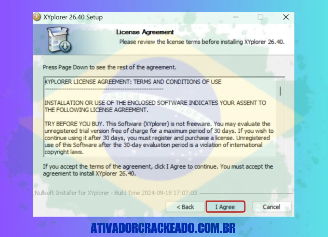 Selecione o diretório de instalação, aceite o contrato de licença e conclua a instalação.