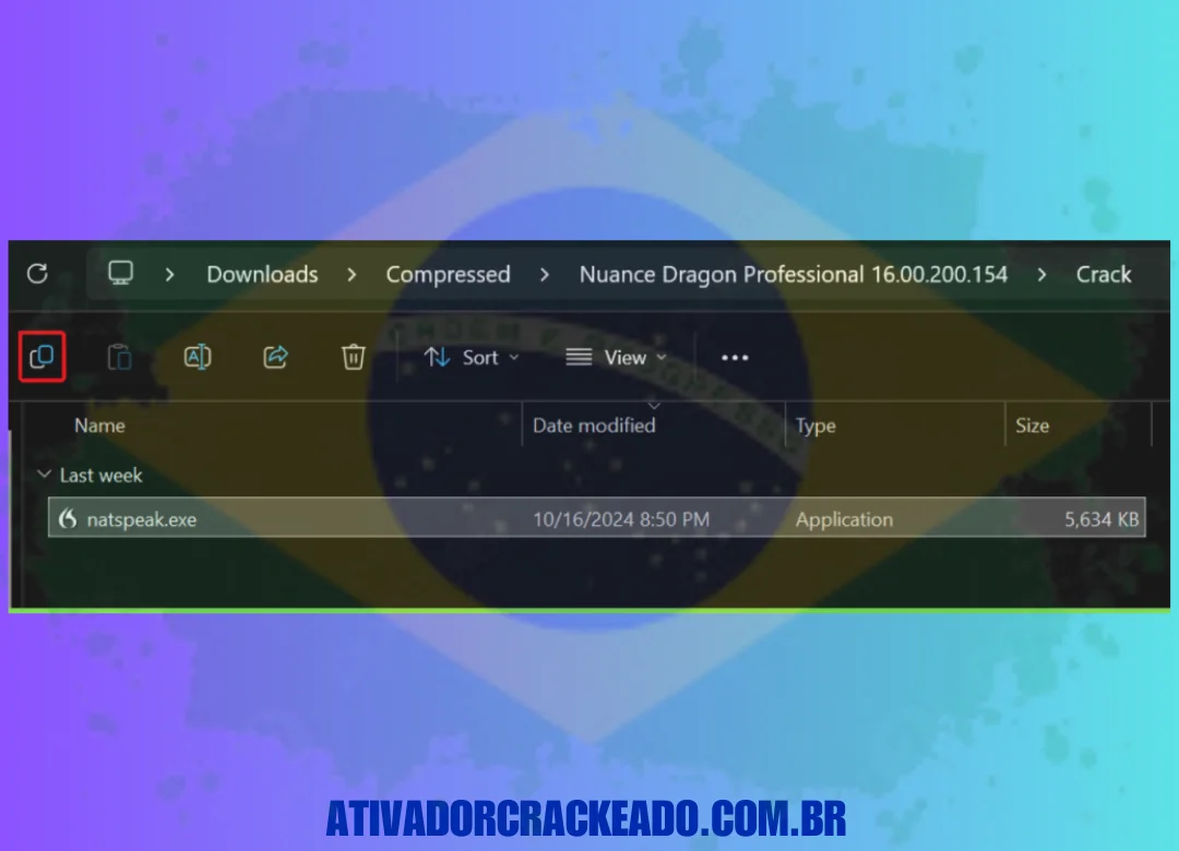 Substitua o natspeak.exe original em CProgram Files(x86)NuanceNaturallySpeaking