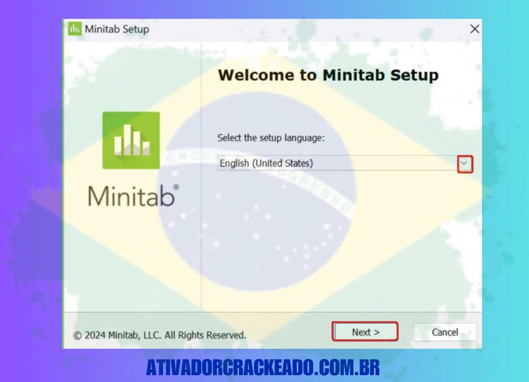 Você será solicitado a selecionar o idioma no qual deseja executar a configuração antes de clicar em Avançar.