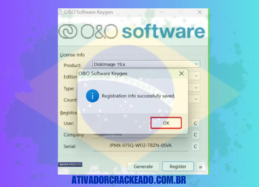 Você tem duas opções clicar no botão Register para que isso aconteça automaticamente ou usar a chave criada manualmente.