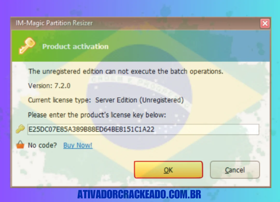 A chave gerada deve ser copiada e, em seguida, adicionada à barra de ativação clicando nela. O produto ficará ativo para você como resultado.