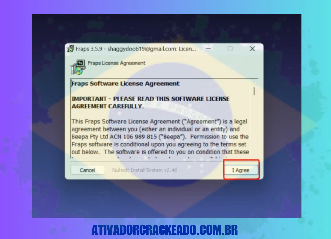 Aceite o contrato de licença e escolha o local onde você quer instalar o software.