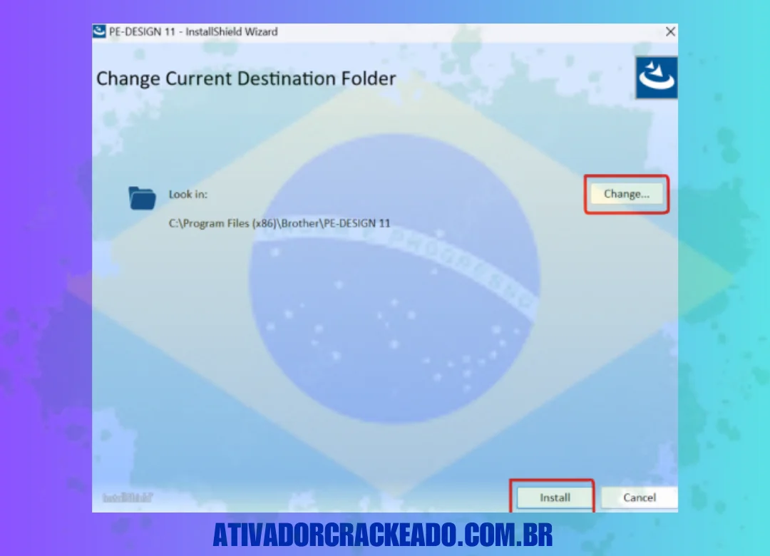 Aceite o contrato de licença e também escolha o local onde você quer instalar o software. Depois disso, clique em Instalar.