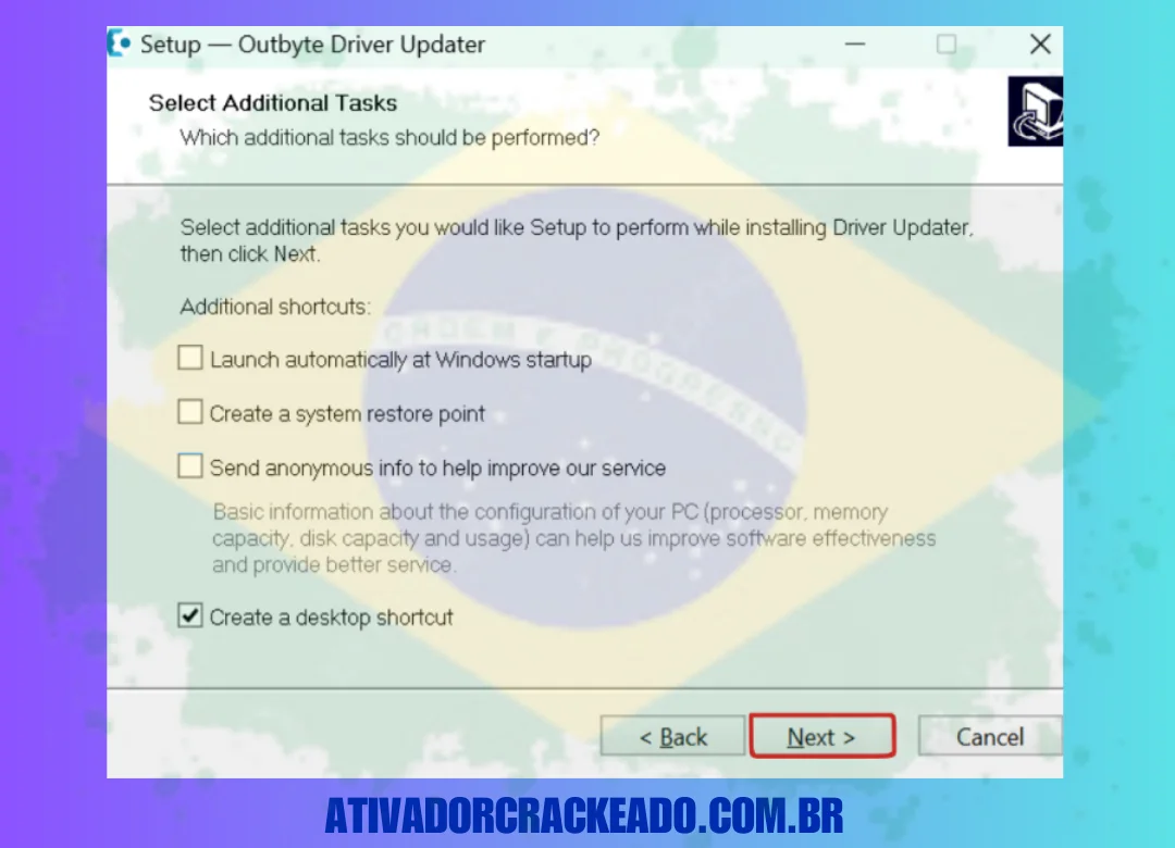 Aceite o contrato de licença, escolha onde deseja instalar o software e inicie a instalação após selecionar algumas tarefas adicionais.