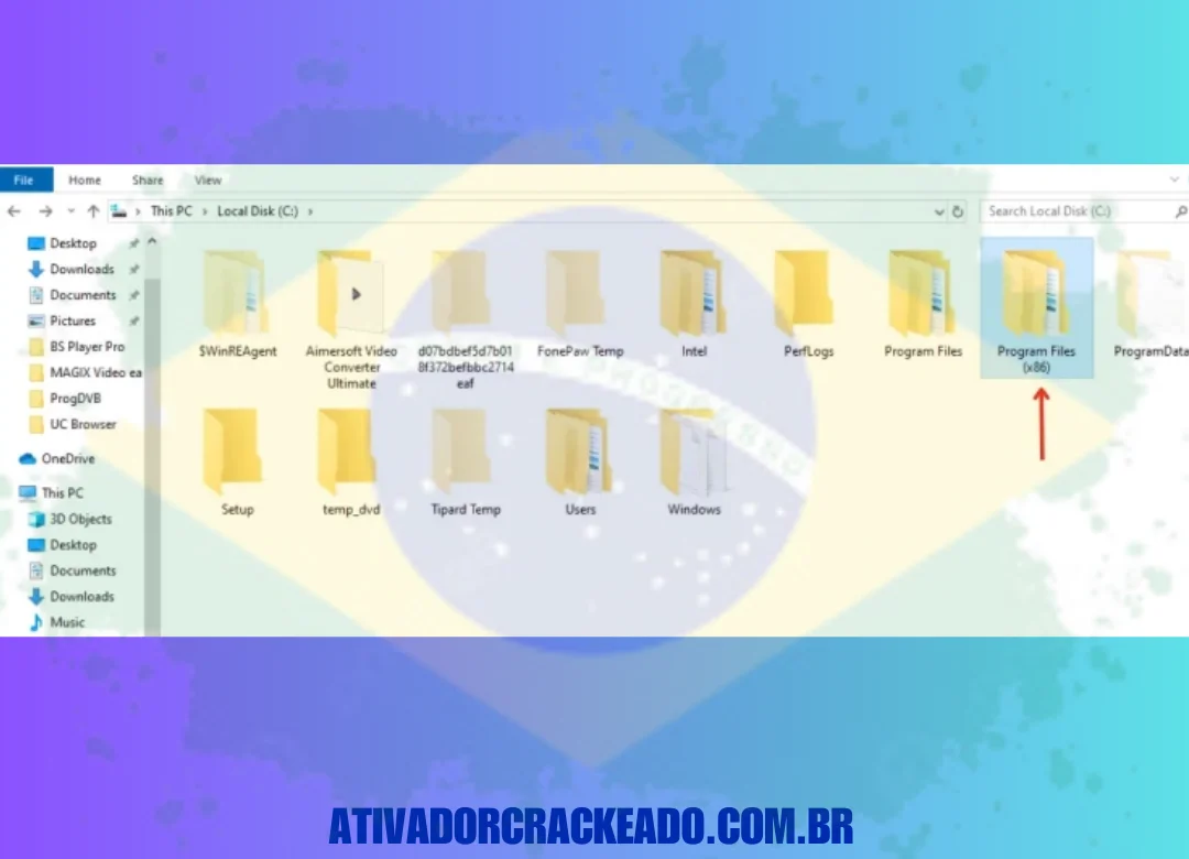 Agora, é hora de ativar o programa, então vá para o disco local C e abra os arquivos de programa (x86).