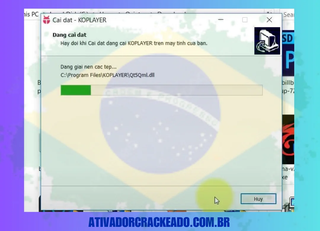 Aguarde a instalação do programa Koplayer no seu PC.