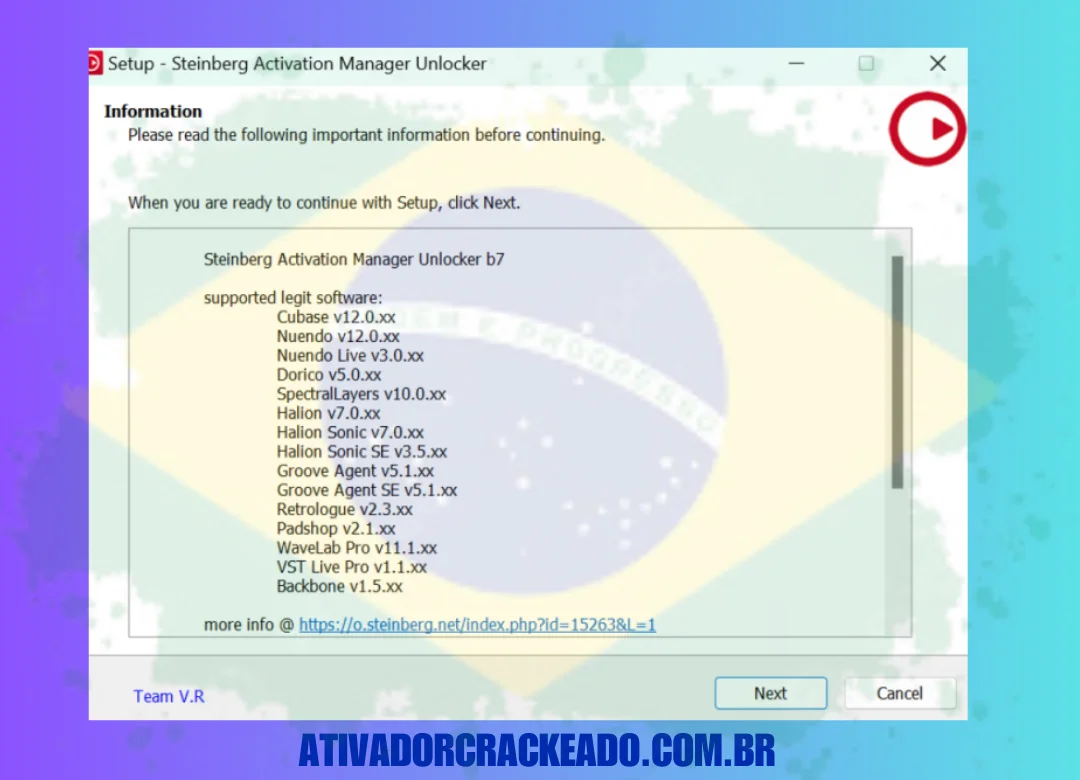 Após o gerenciamento de licenciamento terminar a instalação, iniciamos a instalação do Cubase 13 extraindo