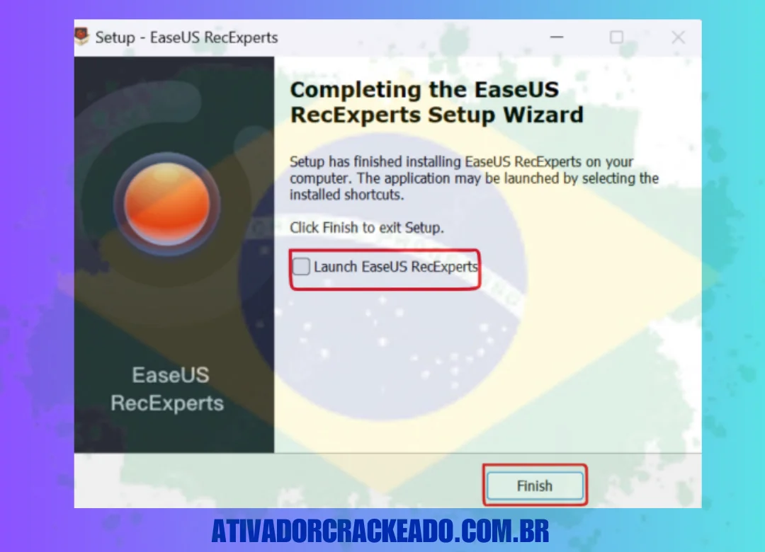 Certifique-se de desmarcar a caixa que diz Launch RecExperts Crack.