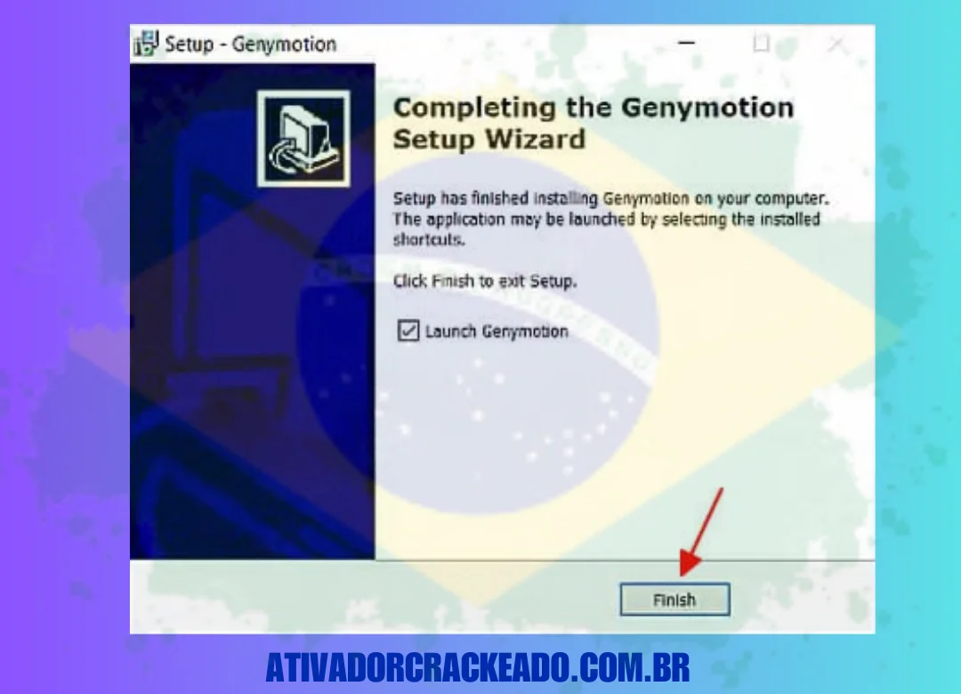 Clique em Concluir para concluir a instalação do Genymotion no seu computador.