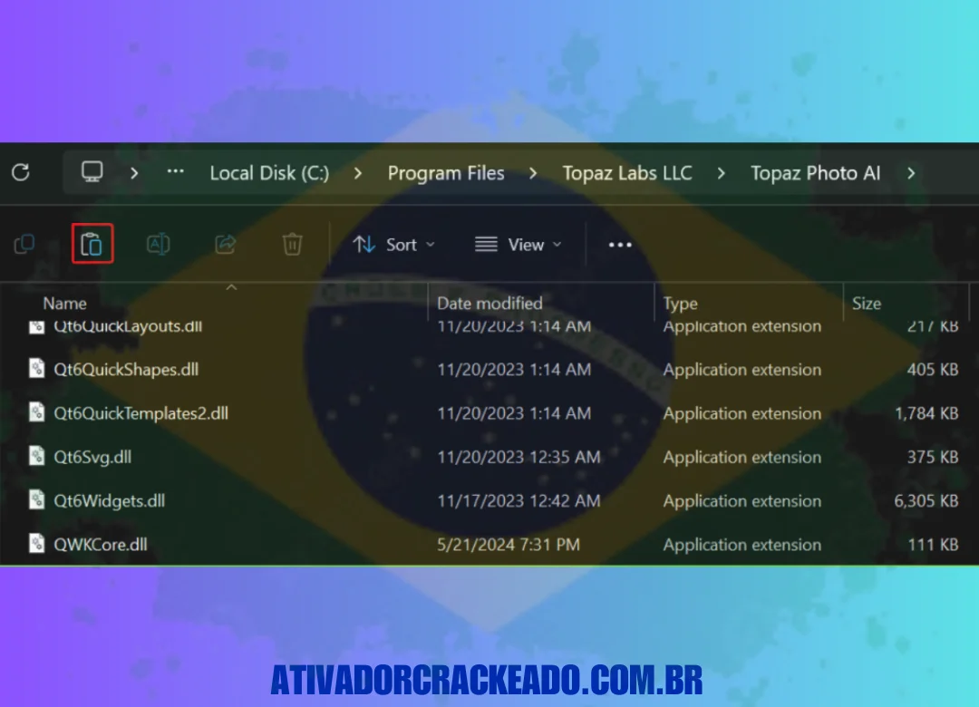 Cole o arquivo patch.exe no diretório de instalação após abri-lo. Clique no