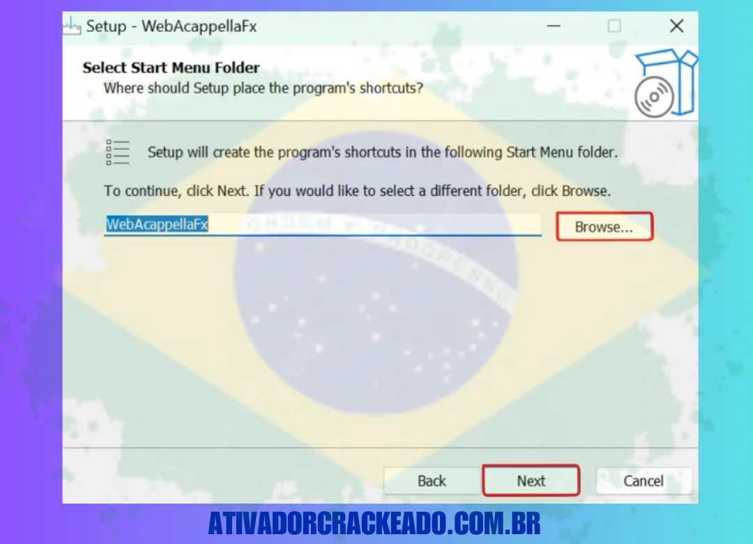 Depois de decidir sobre mais algumas tarefas, inicie a instalação após aceitar o contrato de licença e selecionar o local de instalação.