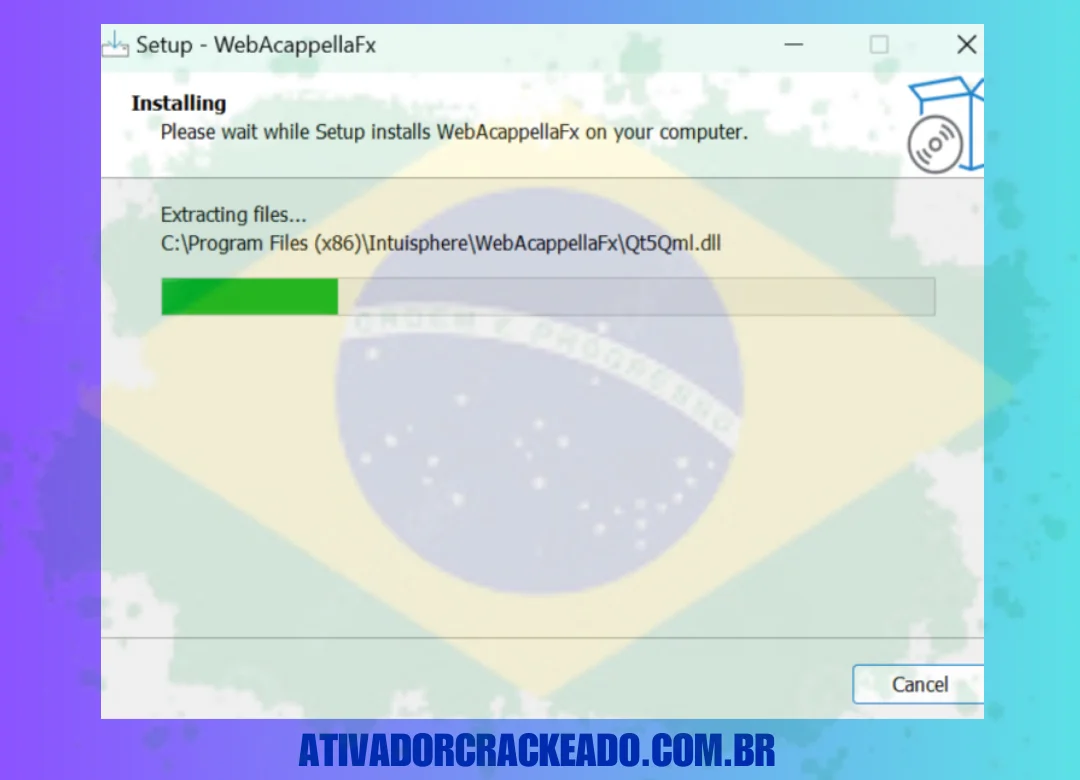 Depois de decidir sobre mais algumas tarefas, inicie a instalação após aceitar o contrato de licença e selecionar o local de instalação. (1)