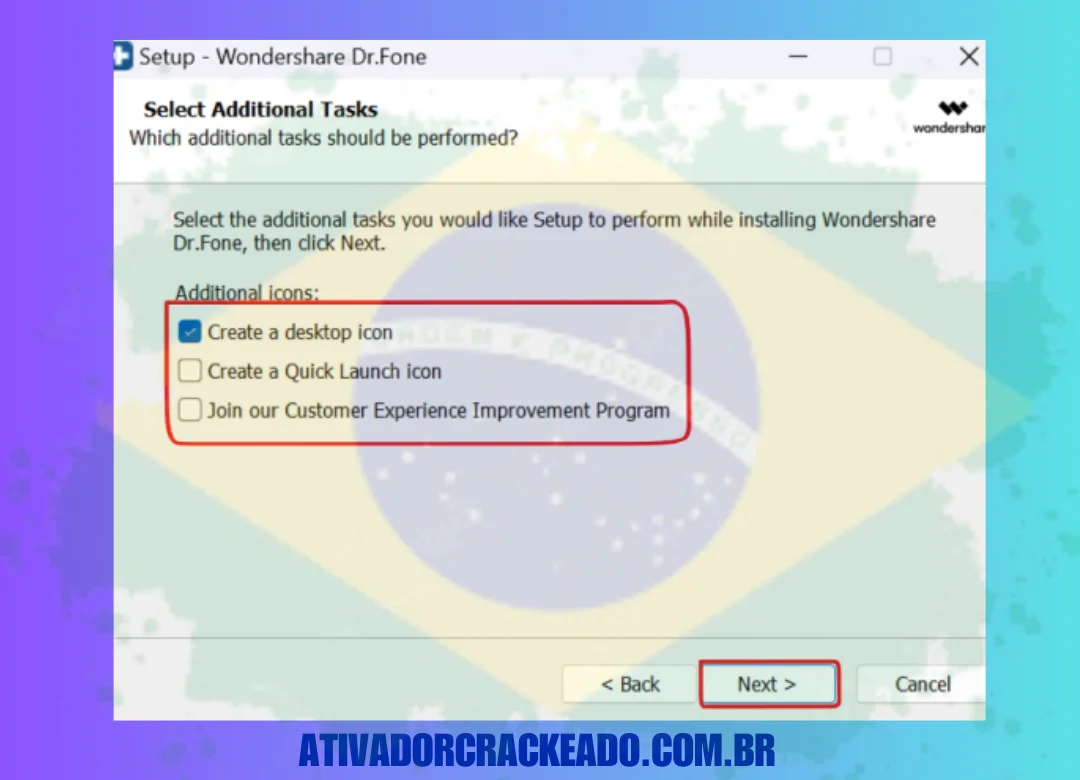 Depois disso, escolha tarefas adicionais como criar um ícone na área de trabalho e coisas assim e clique em Avançar.