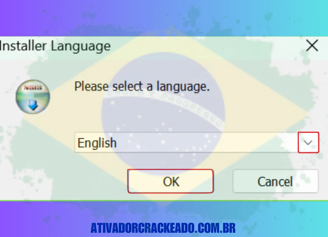 Escolha em qual idioma você quer que a instalação seja feita e clique em OK.