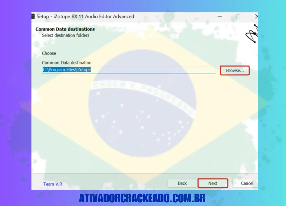 Escolha os componentes que você quer instalar, o local onde você quer instalar