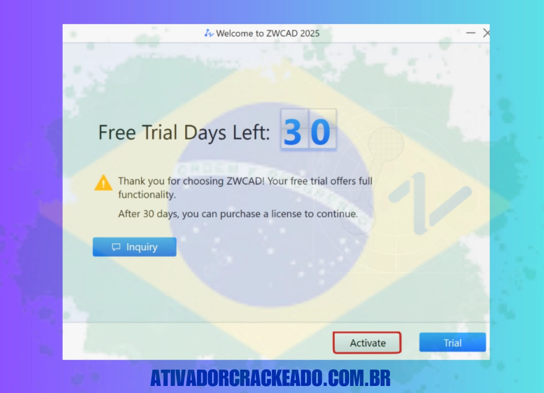 Execute o software e clique no botão “Ativar”. Depois disso, clique no botão “Ativar Licença”